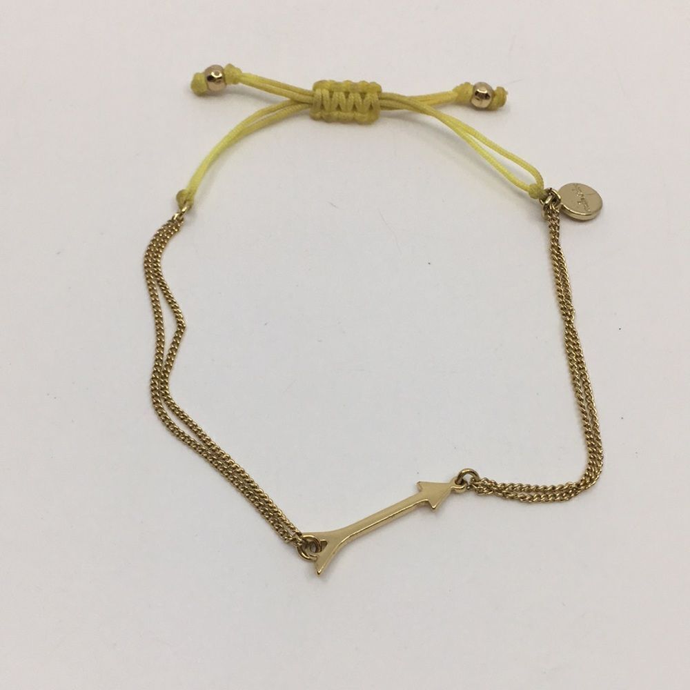 Stella & Dot Arrow Wishing Corded Gold Tone Adjustable Bracelet